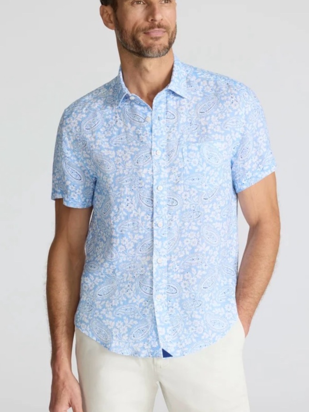 UNTUCKIT  Linen Short-Sleeve Turner Shirt XL Reg Fit